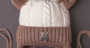 вязаная зимняя шапка для ребенка с отворотом