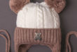 вязаная зимняя шапка для ребенка с отворотом