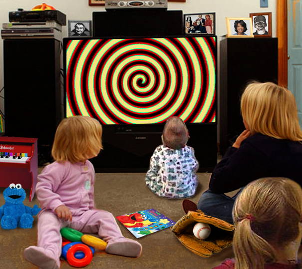 дети смотрят мультсериал как под гипнозом
